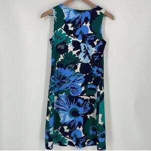 Jude Connally| Beth Sleeveless Sheath Dress Blue Green Tropical Floral XS 130